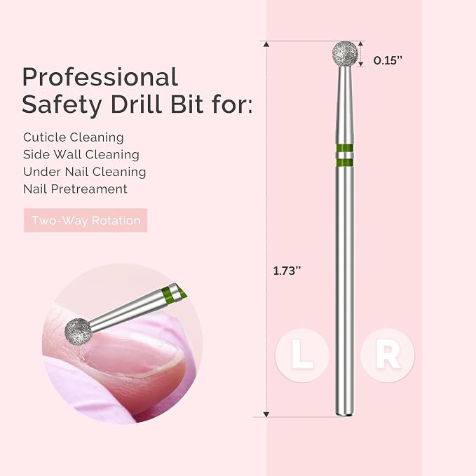 MelodySusie 4mm Ball Shape Cuticle Clean Nail Drill Bit 3/32'', Professional - Image 5