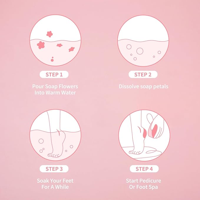 Pedicure Soap Flowers Foot Soak Petals, Rose Scented Bath Soap Sheets - Image 3