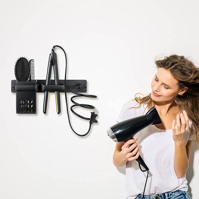 YUET Hair Dryer Holder Hairdryer Station Wall Mounted Shelf Bracket - Image 8
