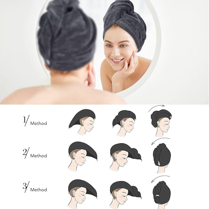 SINLAND Microfiber Hair Drying Cap Hair Towel Turban Twist - Image 4