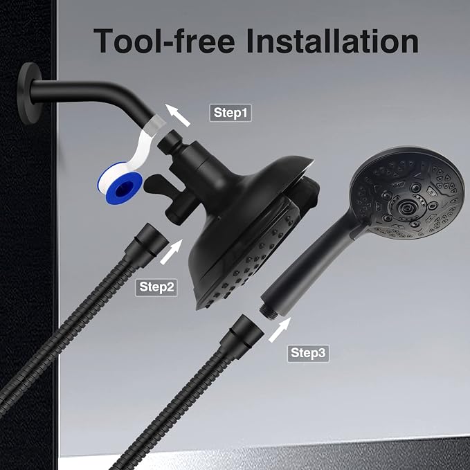INAVAMZ Shower Heads with Handheld Spray Combo: 7.2" Rain Shower Head & - Image 7