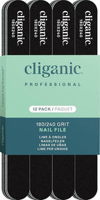 Cliganic 12 Pack Nail File Set: 180/240 Grit | Professional Emery Boards by Cliganic