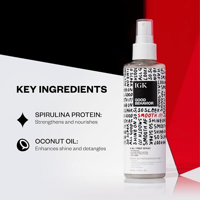 IGK GOOD BEHAVIOR Smoothing Frizz Fighters Set | 4-in-1 Prep Spray + Spirulina - Image 6
