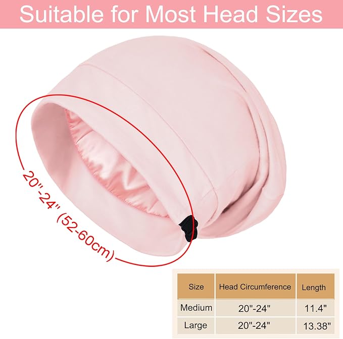 Satin Bonnet for Sleeping Night Cap, Adjustable Satin Lined Silk Bonnets Sleep - Image 6