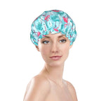 Pink Flamingos Shower Cap For Women Reusable Waterproof Double Layers Bath Cap - Image 2
