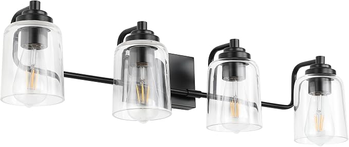 Solfart 4 Lights Matt Black Bathroom Vanity Lights Over Mirror by SOLFART