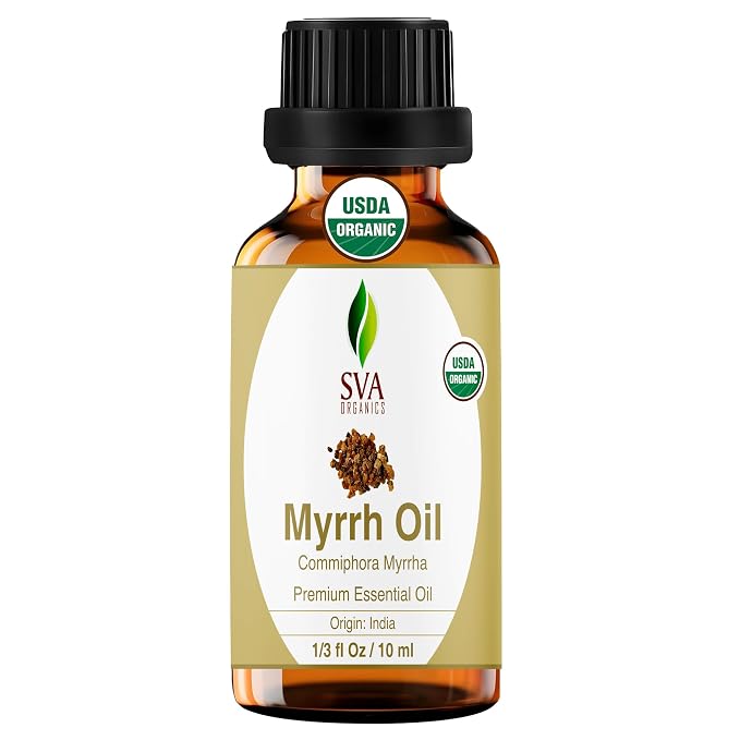 SVA Myrrh Essential Oil Organic – 1/3 Fl Oz – 100% Natural Organic Myrrh Oil by SVAORGANICS