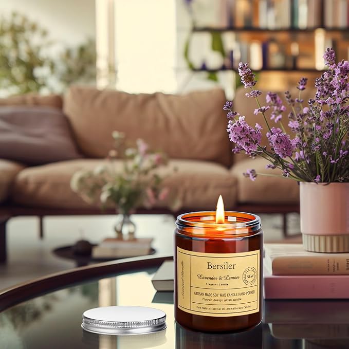 Lavender Lemon Scented Candles, Lavender Candles - Image 5