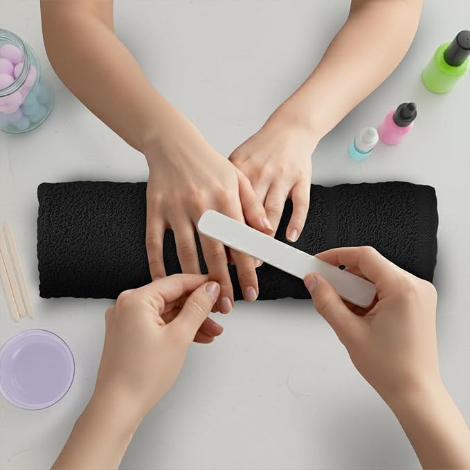 Salon Towels – 50 Pack Black Hand Towels 100% Cotton Spa Towel – 16x27 inches - Image 7