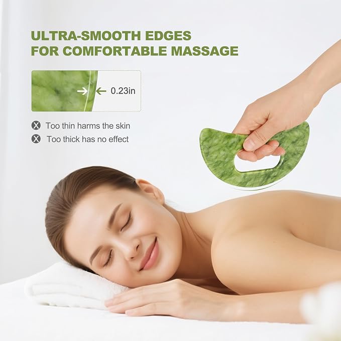 3 PCS Jade Stone Gua Sha Set Face Massager, Body Gua Sha Tool, Jade Gua Sha - Image 6
