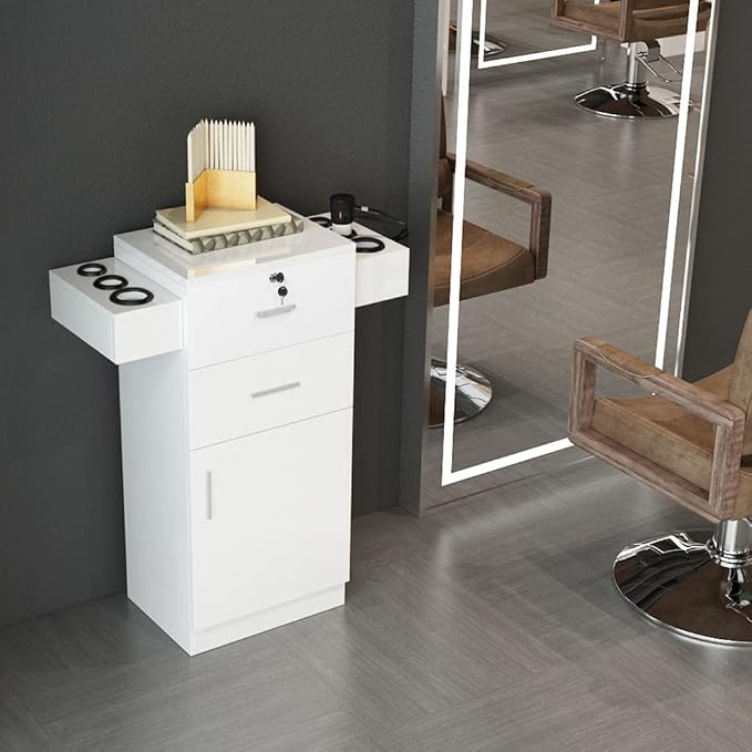 Modern Styling Station for Hair Stylist, Wooden Hair Salon Station Storage - Image 2