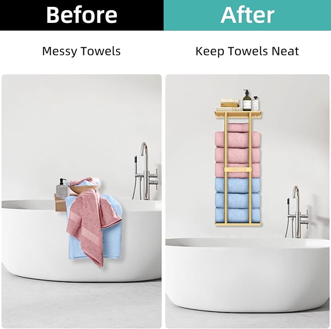 STWWO Bathroom Towel Storage Rack - Image 4