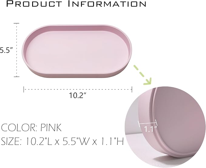 Pink Small Tray, Oval Tray for Bathtub Bathroom Vanity Items, Countertop - Image 6