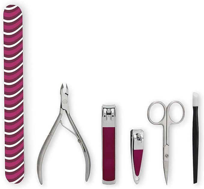 Amazon Basics 6-Piece Manicure and Pedicure Kit, Nail Care Grooming Tools - Image 2
