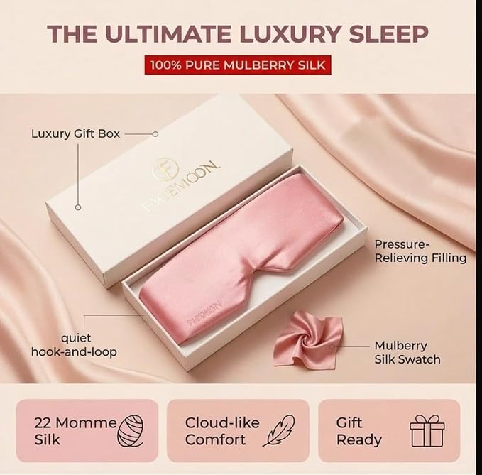 Mulberry Silk Sleep Mask for Women, 100% Blackout Eye Mask for Sleeping - Image 5