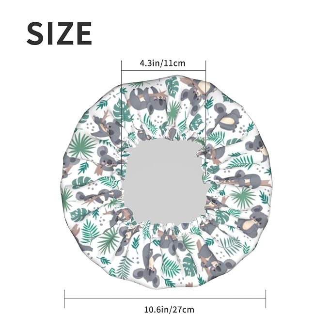 Funny Koala Shower Cap For Women Reusable Waterproof Double Layers Bath Cap - Image 5