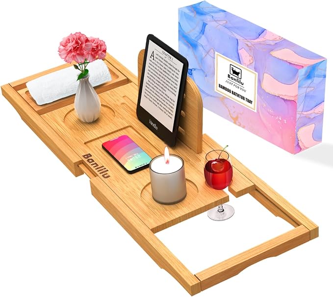 Premium Bamboo Bathtub Tray Caddy - Image 7