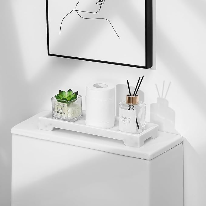 Luxspire Bathroom Vanity Tray, Resin Toilet Tank Tray, Kitchen Trays, Marble - Image 3