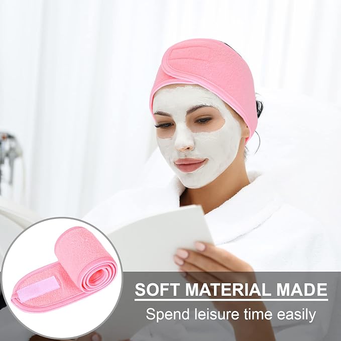 Whaline Spa Facial Headband Make Up Wrap Head Terry Cloth Headband Adjustable - Image 6