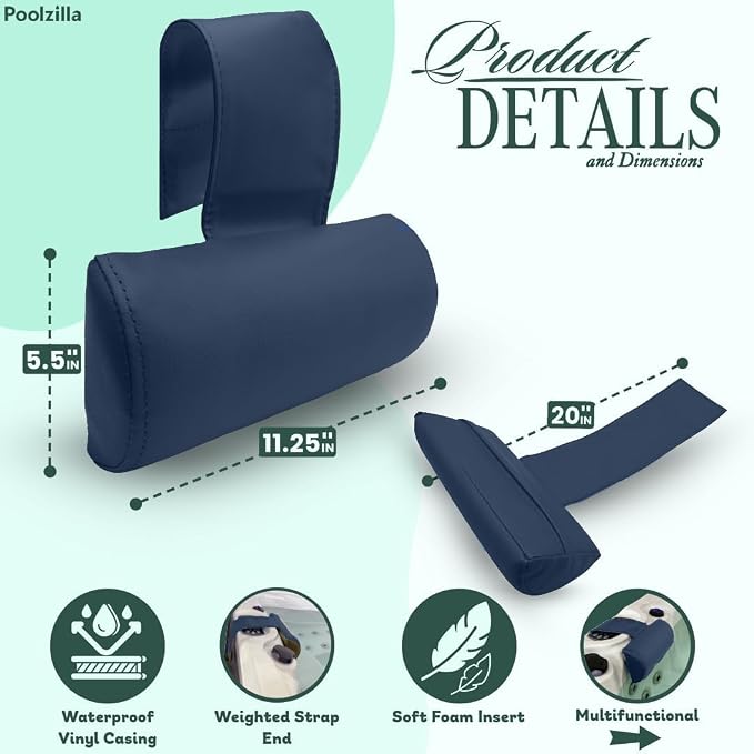 Poolzilla Universal Blue Spa Pillow, Made of Soft Foam - Image 2