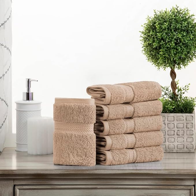 Superior Egyptian Cotton Pile Face Towel/Washcloth Set of 6, Ultra Soft Luxury - Image 2
