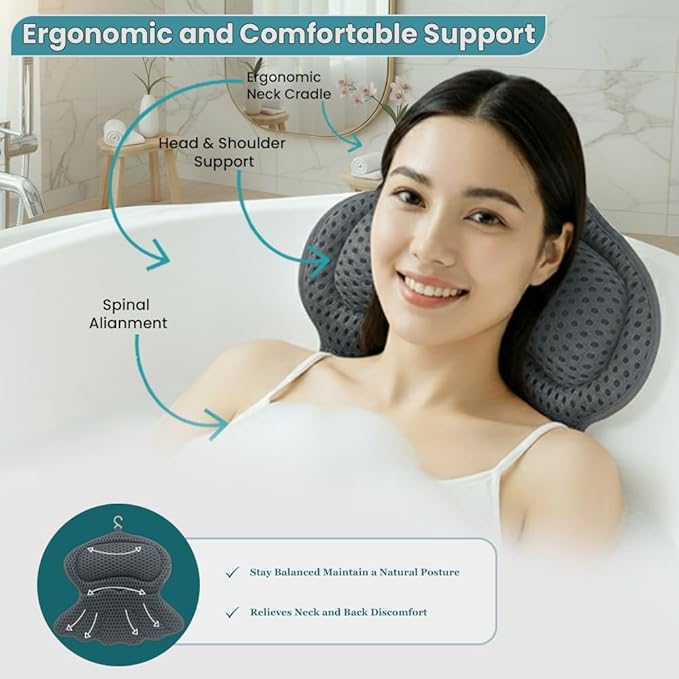 Bathtub Tray and Bath Pillows for Tub – Expandable Bamboo Bathtub Caddy - Image 3