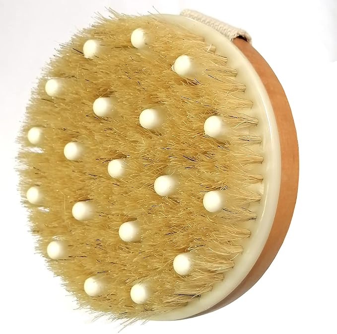 Dry Body Brush, Natural Bristle Bath Brush, Lymphatic Drainage, Stimulate Blood - Image 4