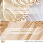 Shower Cap for Women Reusable Extra Large Shower Cap for Men Satin Double Layer - Image 4