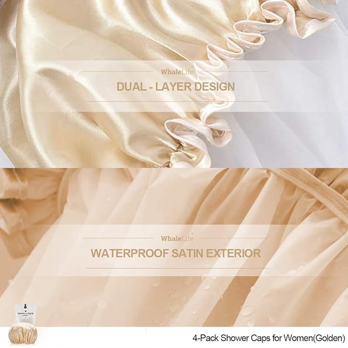 Shower Cap for Women Reusable Extra Large Shower Cap for Men Satin Double Layer - Image 4
