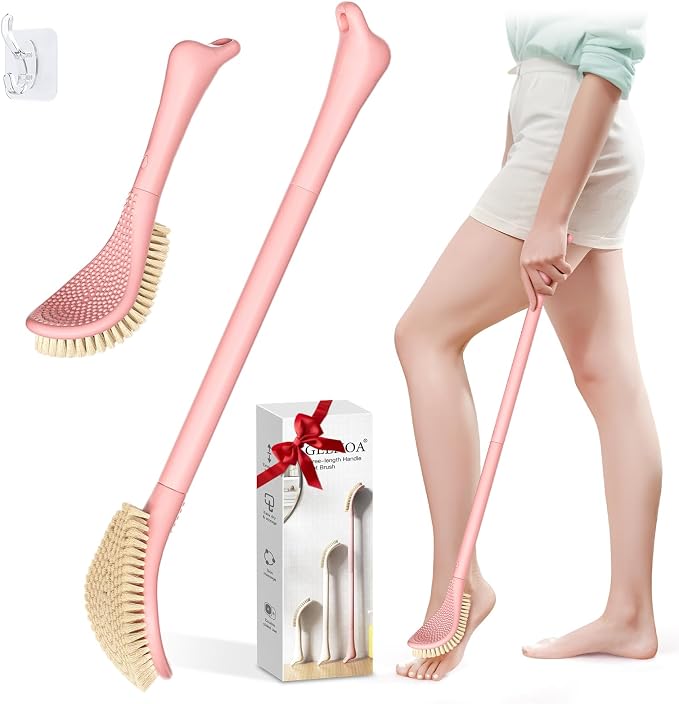 New Foot Brush with Extra-Long Handle, 3-in-1 Foot Scrubber by GEENOA