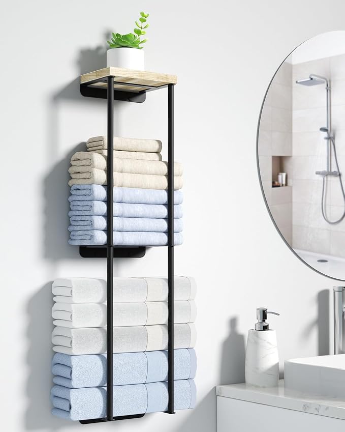 Towel Racks for Bathroom, 2 Tier Wall Towel Holder by Anfeichen