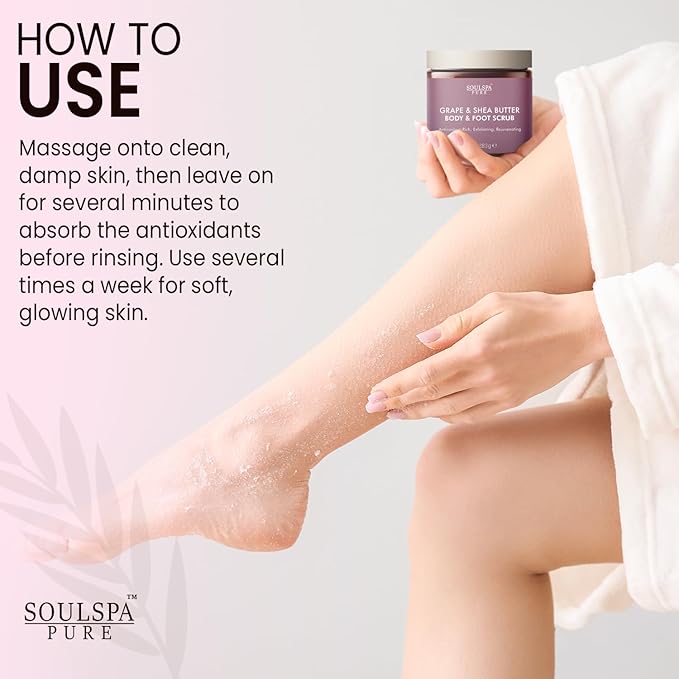 SOULSPA PURE Grape & Shea Butter Body & Foot Scrub - Image 5