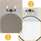 Espird Bathroom Vanity Light Black 2 Light Rustic Bathroom Vanity Lights Over - Image 3