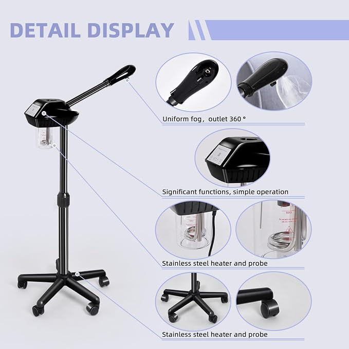 Retain time Facial Steamer, Face Steamer on on Wheels - Image 7