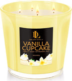 Large Candle Vanilla Cupcake Scented, 4 Wick Natural Soy Candles by DLDREAMYDEWLA