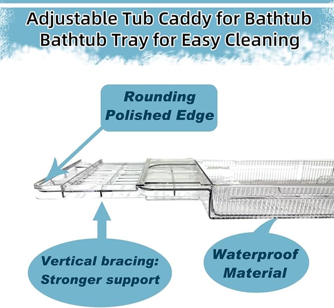 Large Capacity Adjustable Bath Tub Tray - Image 5