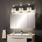 PRESDE Crystal 3 Light Bathroom Vanity Lights Modern Matte Black Bathroom - Image 3
