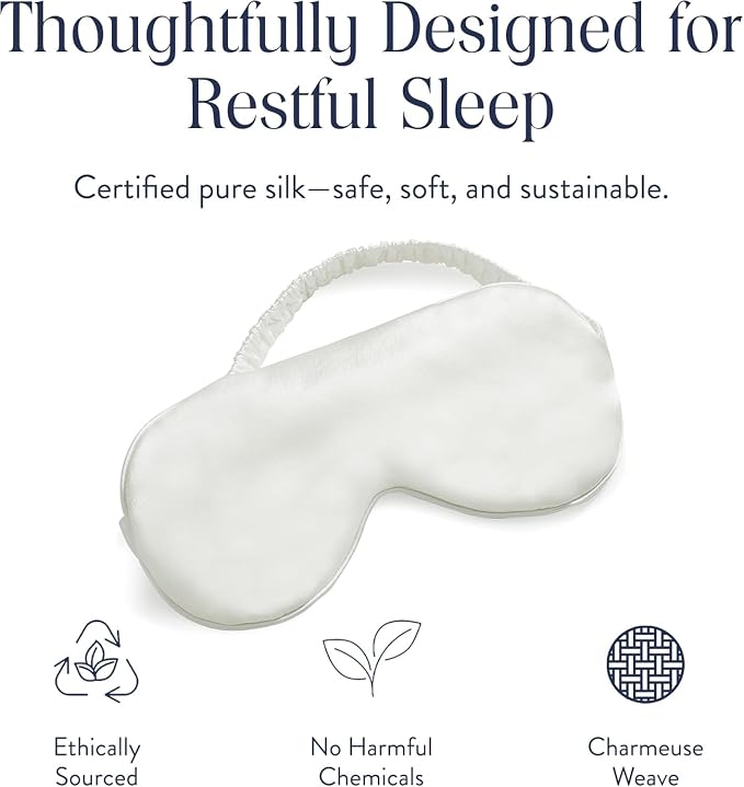 Brooklinen Silk Eye Mask for Sleeping – Ivory, 100% Mulberry Silk Sleep Mask - Image 3
