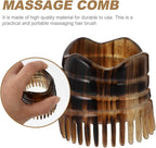 Massage Tool Hair Scalp Massager Natural Bull Horn Detangling Brush Fine Teeth - Image 2