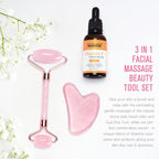 NEUTRIHERBS Jade Gua Sha & Face Roller & Vitamin C Serum Facial Tool Set - Image 2