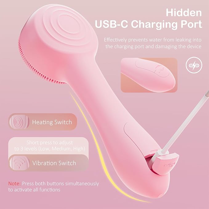Facial Cleansing Brush Silicone Face Scrubber Waterproof Rechargeable - Image 6