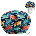 Sea Turtle Reusable Shower Cap Ocean Double Layer Waterproof Shower Caps Large by DELORIGIN