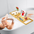 Banlilu Premium Natural Bamboo Expandable Bathtub Tray Caddy, Luxury Spa-Like - Image 6