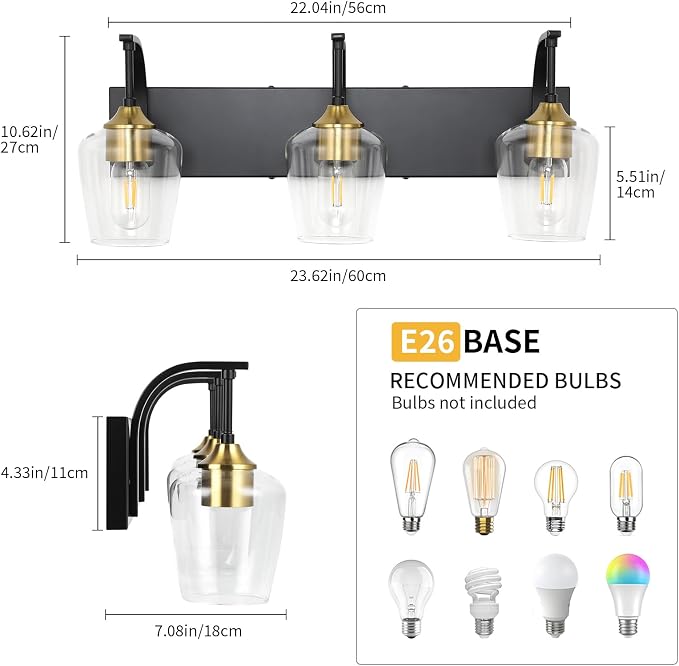 Black 3-Light Vanity Light - Image 5