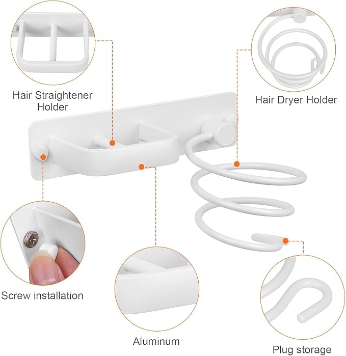 YUET Hair Dryer Holder Hairdryer Station Wall Mounted Shelf Bracket - Image 2