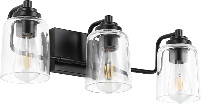 SOLFART 3 Lights Bathroom Light Fixtures Over Mirror Black Vanity Lights by SOLFART