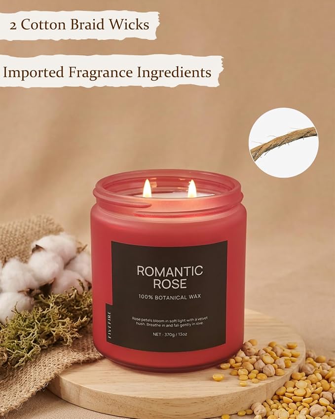 Rose Scented Candles for Home, 13oz Organic Soy Wax, 76-Hour Clean Burning - Image 5