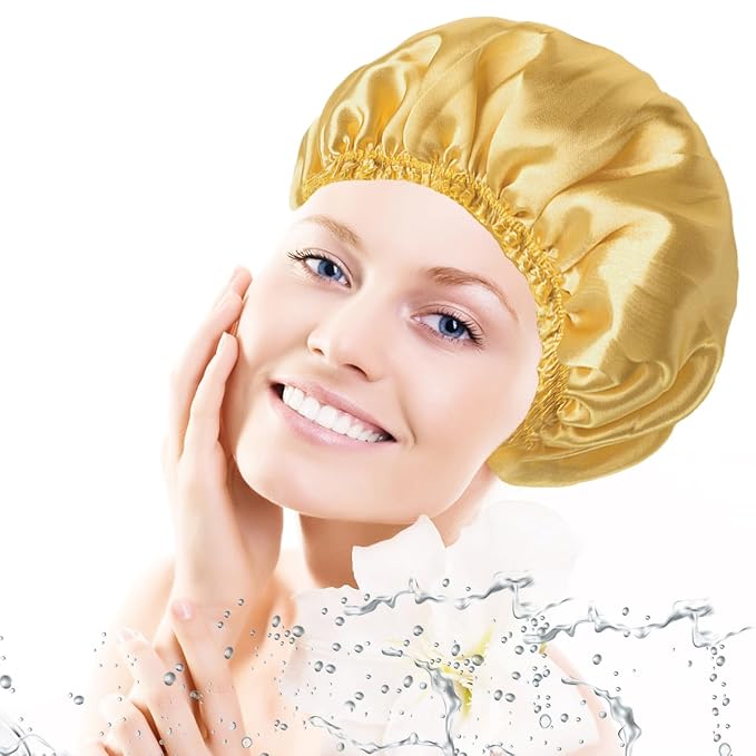 4 PCS Shower Cap for Women, Elastic and Reusable Bath Caps, Double Layers - Image 8