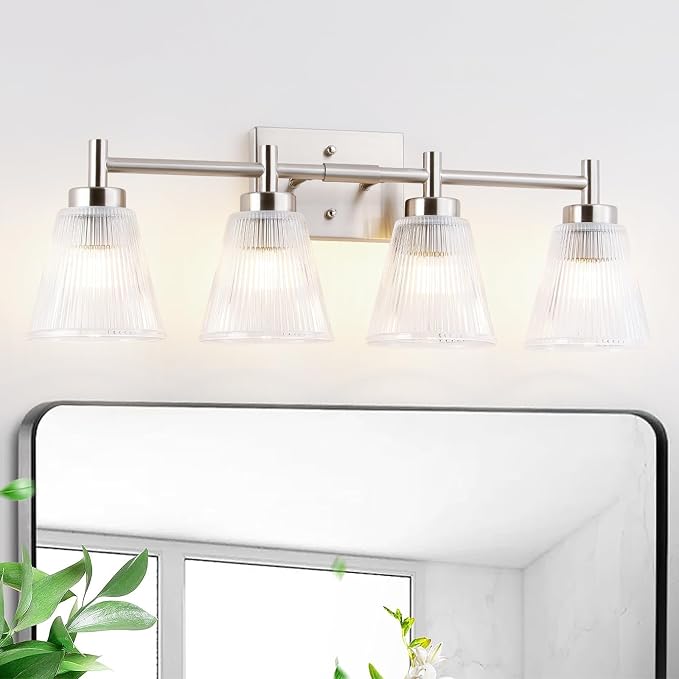 OCIOC 4-Light Vanity light fixtures, Brushed Nickel Vanity lights over mirror by ocioc