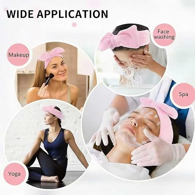 Spa Headband and Wristband Set for Women, Terry Cloth Sponge Headband for - Image 3